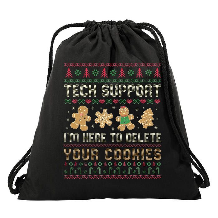 Ateesdas Tech Support I'm Here to Delete Your Cookies xmas Ugly Drawstring Bag