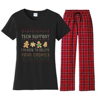 Ateesdas Tech Support I'm Here to Delete Your Cookies xmas Ugly Women's Flannel Pajama Set