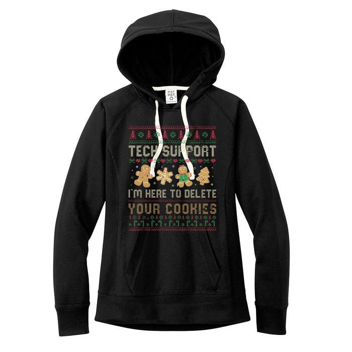 Ateesdas Tech Support I'm Here to Delete Your Cookies xmas Ugly Women's Fleece Hoodie