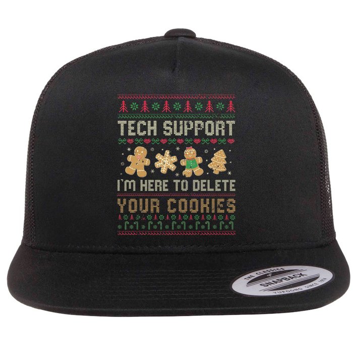 Ateesdas Tech Support I'm Here to Delete Your Cookies xmas Ugly Flat Bill Trucker Hat