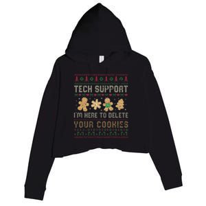 Ateesdas Tech Support I'm Here to Delete Your Cookies xmas Ugly Crop Fleece Hoodie