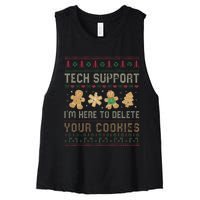 Ateesdas Tech Support I'm Here to Delete Your Cookies xmas Ugly Women's Racerback Cropped Tank