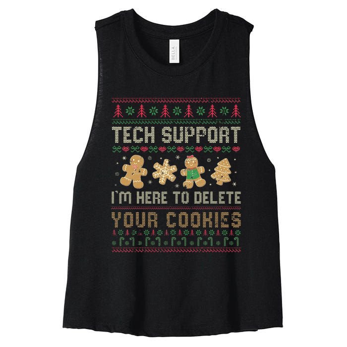 Ateesdas Tech Support I'm Here to Delete Your Cookies xmas Ugly Women's Racerback Cropped Tank