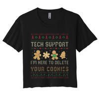 Ateesdas Tech Support I'm Here to Delete Your Cookies xmas Ugly Women's Crop Top Tee