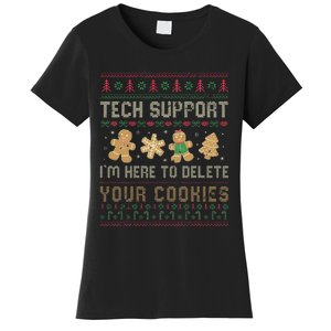 Ateesdas Tech Support I'm Here to Delete Your Cookies xmas Ugly Women's T-Shirt