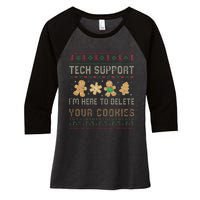 Ateesdas Tech Support I'm Here to Delete Your Cookies xmas Ugly Women's Tri-Blend 3/4-Sleeve Raglan Shirt