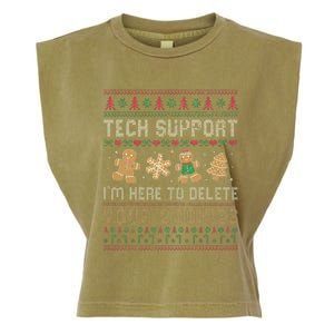 Ateesdas Tech Support I'm Here to Delete Your Cookies xmas Ugly Garment-Dyed Women's Muscle Tee