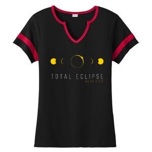 American Totality Solar Lunar Eclipse April 8 2024 Ladies Halftime Notch Neck Tee