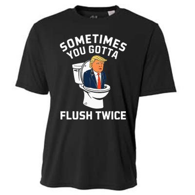 Anti Trump Sometimes You Gotta Flush Twice Cooling Performance Crew T-Shirt