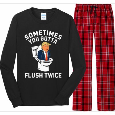 Anti Trump Sometimes You Gotta Flush Twice Long Sleeve Pajama Set