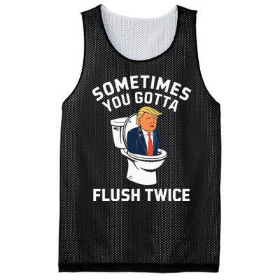 Anti Trump Sometimes You Gotta Flush Twice Mesh Reversible Basketball Jersey Tank