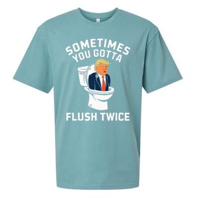 Anti Trump Sometimes You Gotta Flush Twice Sueded Cloud Jersey T-Shirt