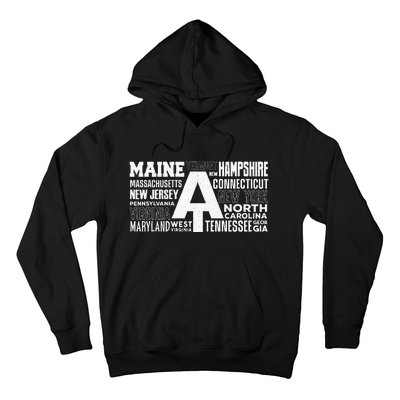 Appalachian Trail Symbol Word Cloud With US Staates Hoodie