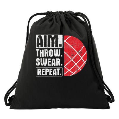 Aim Throw Swear Repeat Bocce Ball Drawstring Bag