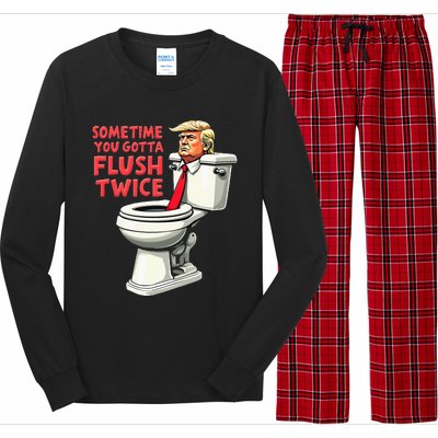 Anti Trump Sometimes You Gotta Flush Twice Long Sleeve Pajama Set