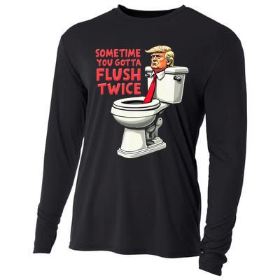 Anti Trump Sometimes You Gotta Flush Twice Cooling Performance Long Sleeve Crew