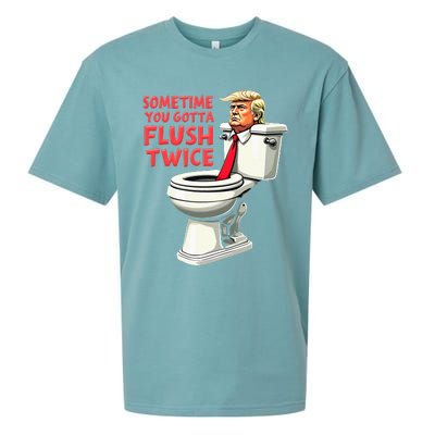 Anti Trump Sometimes You Gotta Flush Twice Sueded Cloud Jersey T-Shirt