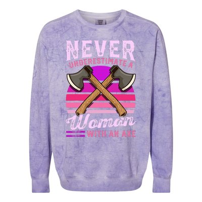 Axe Throwing Thrower Logger Lumberjack Colorblast Crewneck Sweatshirt