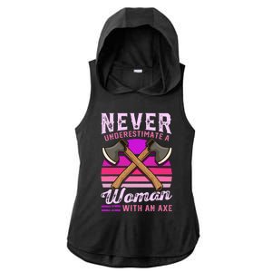 Axe Throwing Thrower Logger Lumberjack Ladies PosiCharge Tri-Blend Wicking Draft Hoodie Tank