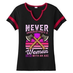 Axe Throwing Thrower Logger Lumberjack Ladies Halftime Notch Neck Tee