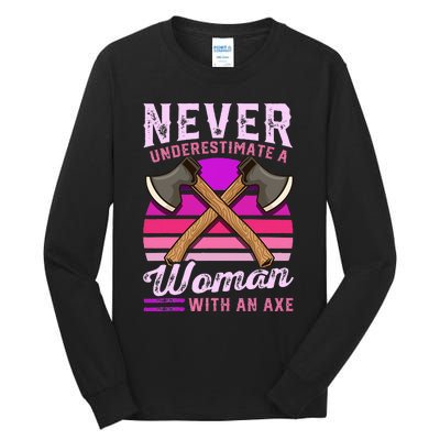 Axe Throwing Thrower Logger Lumberjack Tall Long Sleeve T-Shirt