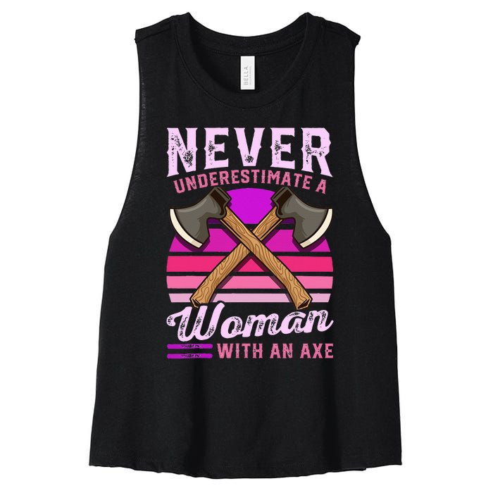 Axe Throwing Thrower Logger Lumberjack Women's Racerback Cropped Tank