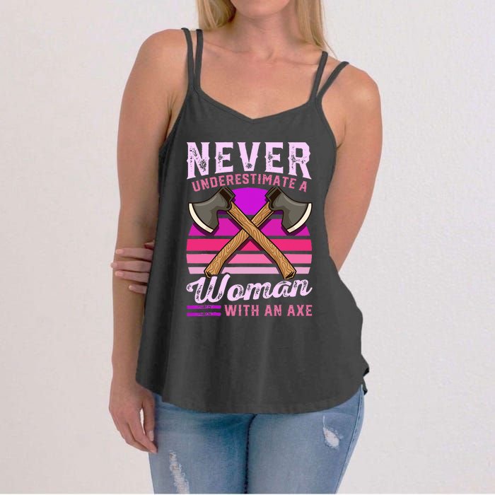 Axe Throwing Thrower Logger Lumberjack Women's Strappy Tank