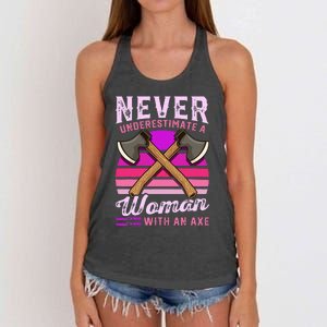 Axe Throwing Thrower Logger Lumberjack Women's Knotted Racerback Tank