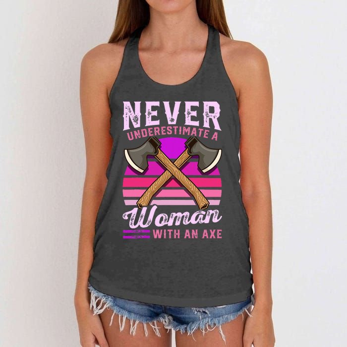 Axe Throwing Thrower Logger Lumberjack Women's Knotted Racerback Tank