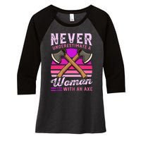 Axe Throwing Thrower Logger Lumberjack Women's Tri-Blend 3/4-Sleeve Raglan Shirt