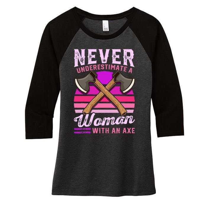 Axe Throwing Thrower Logger Lumberjack Women's Tri-Blend 3/4-Sleeve Raglan Shirt