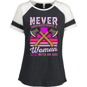 Axe Throwing Thrower Logger Lumberjack Enza Ladies Jersey Colorblock Tee