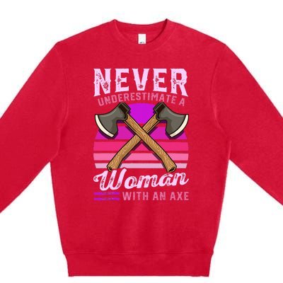 Axe Throwing Thrower Logger Lumberjack Premium Crewneck Sweatshirt