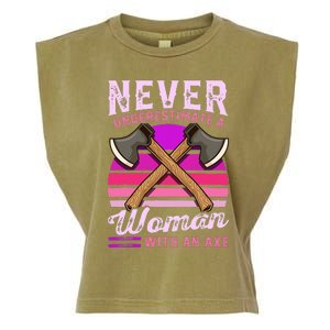 Axe Throwing Thrower Logger Lumberjack Garment-Dyed Women's Muscle Tee