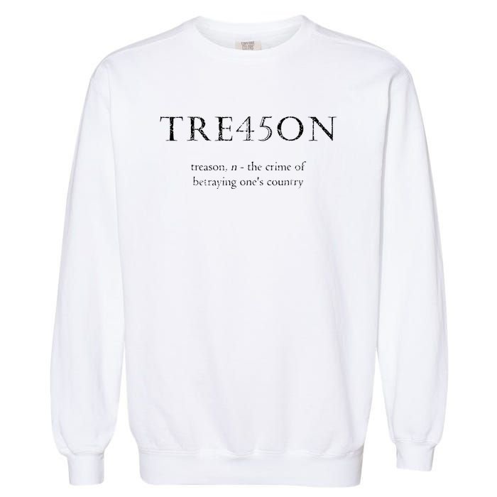 Antitrump Treason Tre45on Distressed Impeach Garment-Dyed Sweatshirt