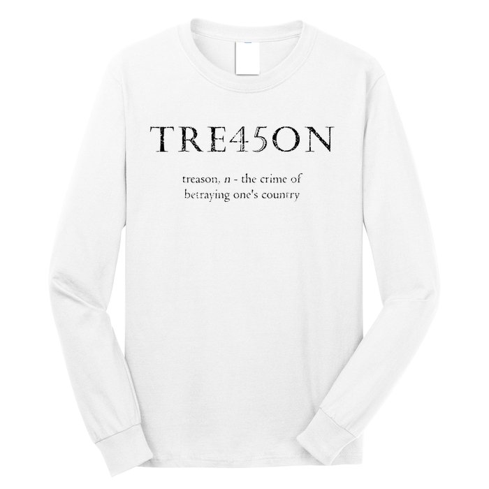 Antitrump Treason Tre45on Distressed Impeach Long Sleeve Shirt