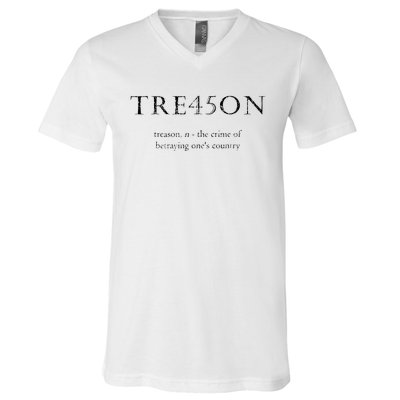 Antitrump Treason Tre45on Distressed Impeach V-Neck T-Shirt