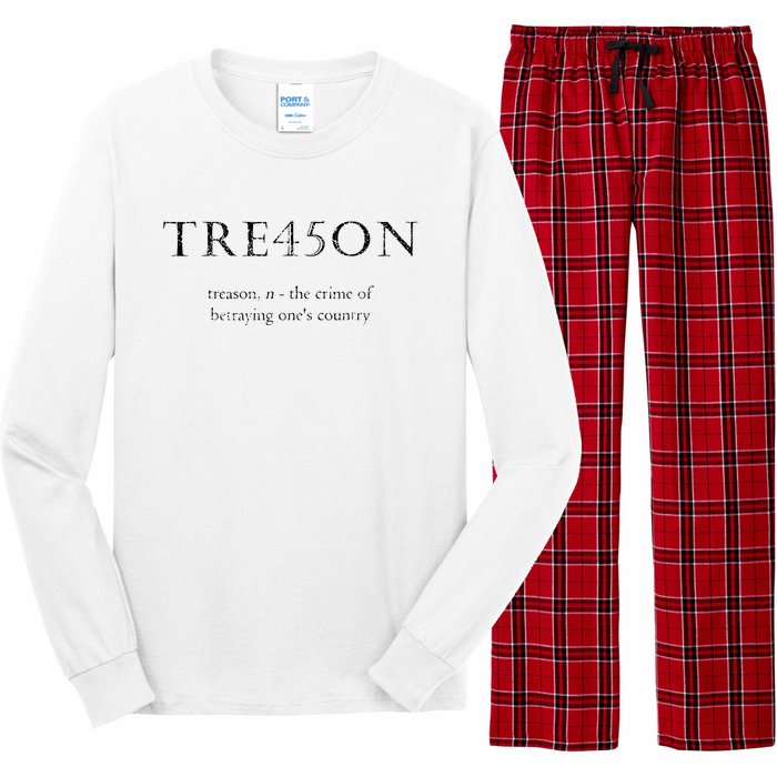 Antitrump Treason Tre45on Distressed Impeach Long Sleeve Pajama Set