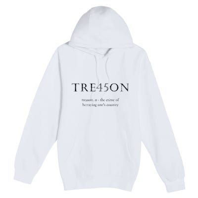 Antitrump Treason Tre45on Distressed Impeach Premium Pullover Hoodie