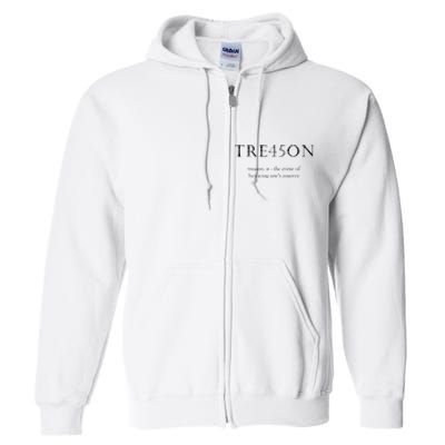 Antitrump Treason Tre45on Distressed Impeach Full Zip Hoodie