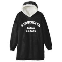 Atascocita Texas Tx Vintage Athletic Sports Established Hooded Wearable Blanket