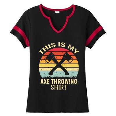 Axe Throwing Throw Retro Axe Throwing Hatchet Ladies Halftime Notch Neck Tee