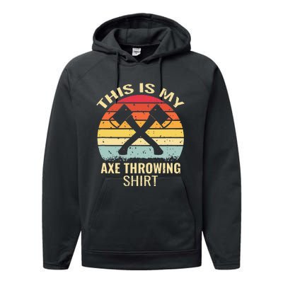 Axe Throwing Throw Retro Axe Throwing Hatchet Performance Fleece Hoodie