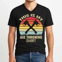 Axe Throwing Throw Retro Axe Throwing Hatchet V-Neck T-Shirt