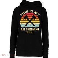 Axe Throwing Throw Retro Axe Throwing Hatchet Womens Funnel Neck Pullover Hood