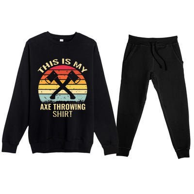 Axe Throwing Throw Retro Axe Throwing Hatchet Premium Crewneck Sweatsuit Set