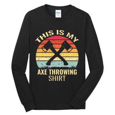 Axe Throwing Throw Retro Axe Throwing Hatchet Tall Long Sleeve T-Shirt