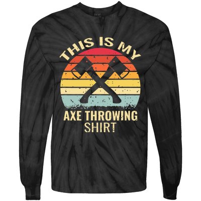 Axe Throwing Throw Retro Axe Throwing Hatchet Tie-Dye Long Sleeve Shirt