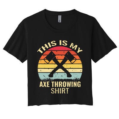 Axe Throwing Throw Retro Axe Throwing Hatchet Women's Crop Top Tee