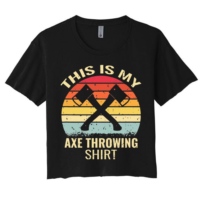 Axe Throwing Throw Retro Axe Throwing Hatchet Women's Crop Top Tee